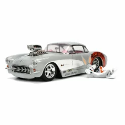 Jada Toys Looney Tunes 1/24 Hollywood Rides 1957 Chevrolet Corvette Avec Bugs Bunny Figurine