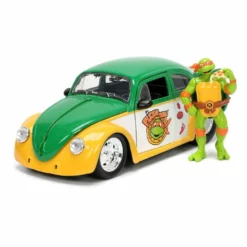 Jada Toys Teenage Mutant Ninja Turtles 1/24 Hollywood Rides Vw Drag Beetle Avec Michelangelo Figurine